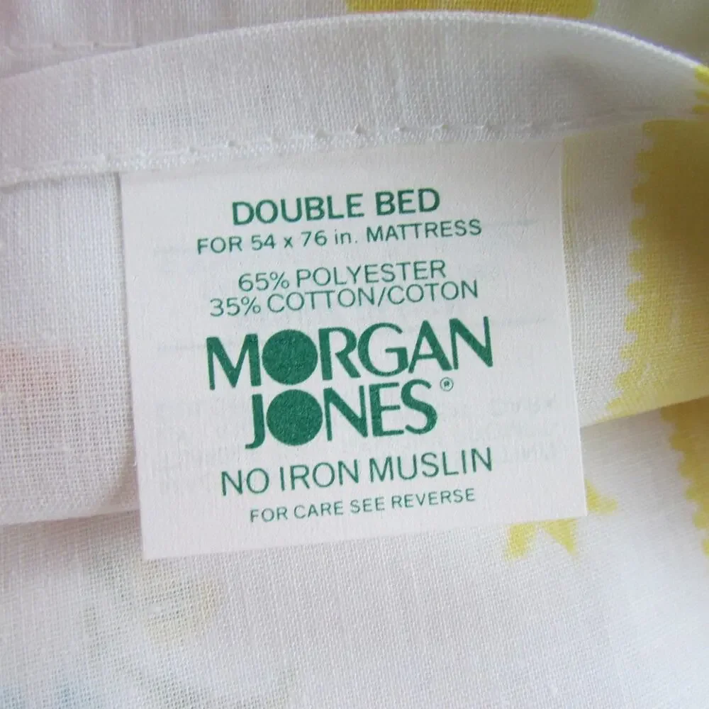 Floral Ribbon Print Double Bed Flat Sheets Pillowcases USA Morgan Jones Vintage